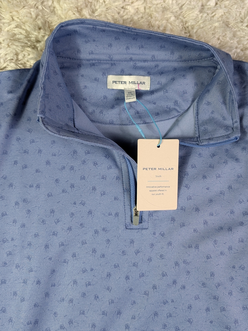Peter Millar Youth Micro-Pattern Quarter-Zip Polo